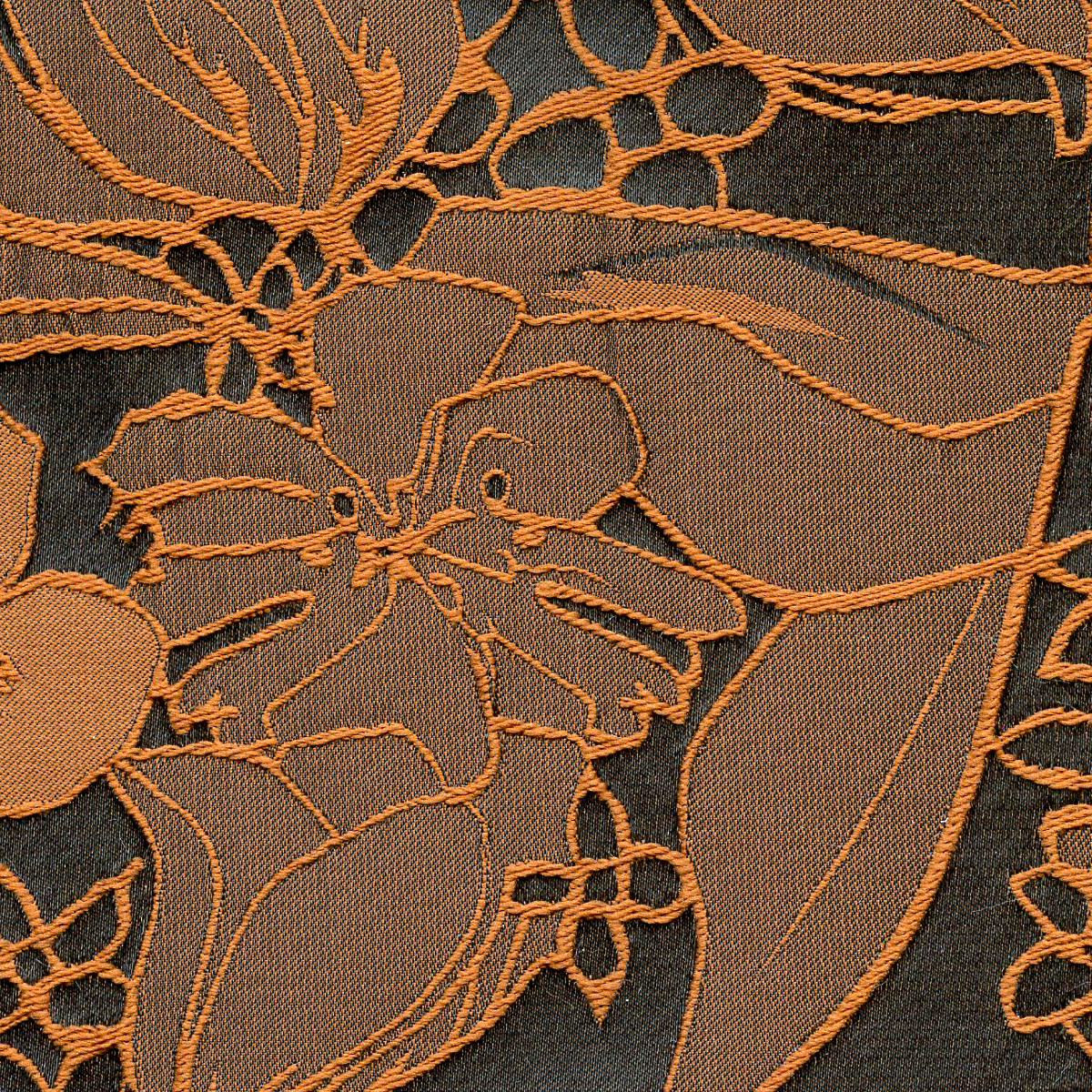 Fabric Polyester Jacquard; BR1991-002 Floral Copper Brown