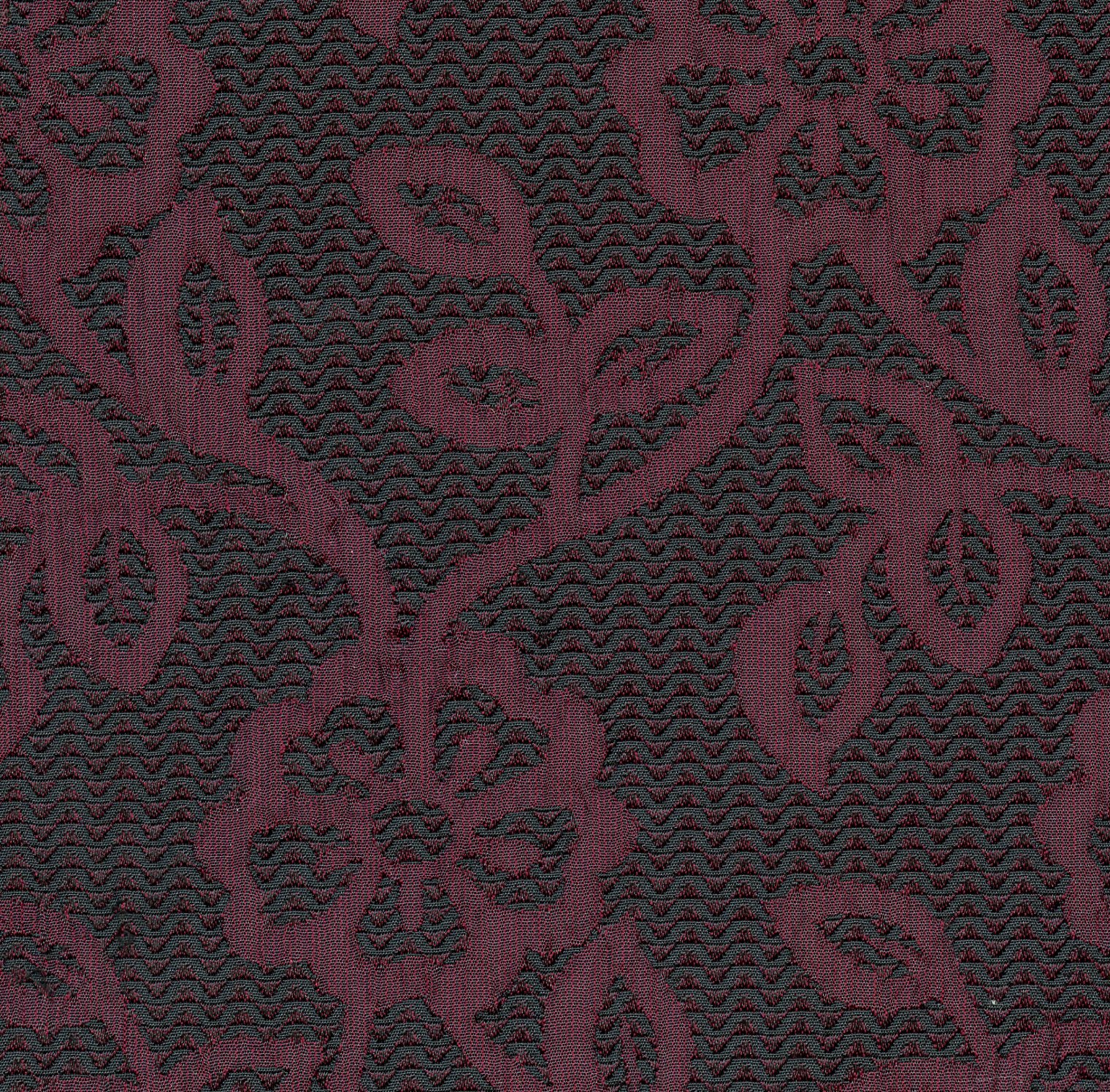 Fabric Polyester Jacquard; LTQD300-002 Matelasse Floral Blk/Wine