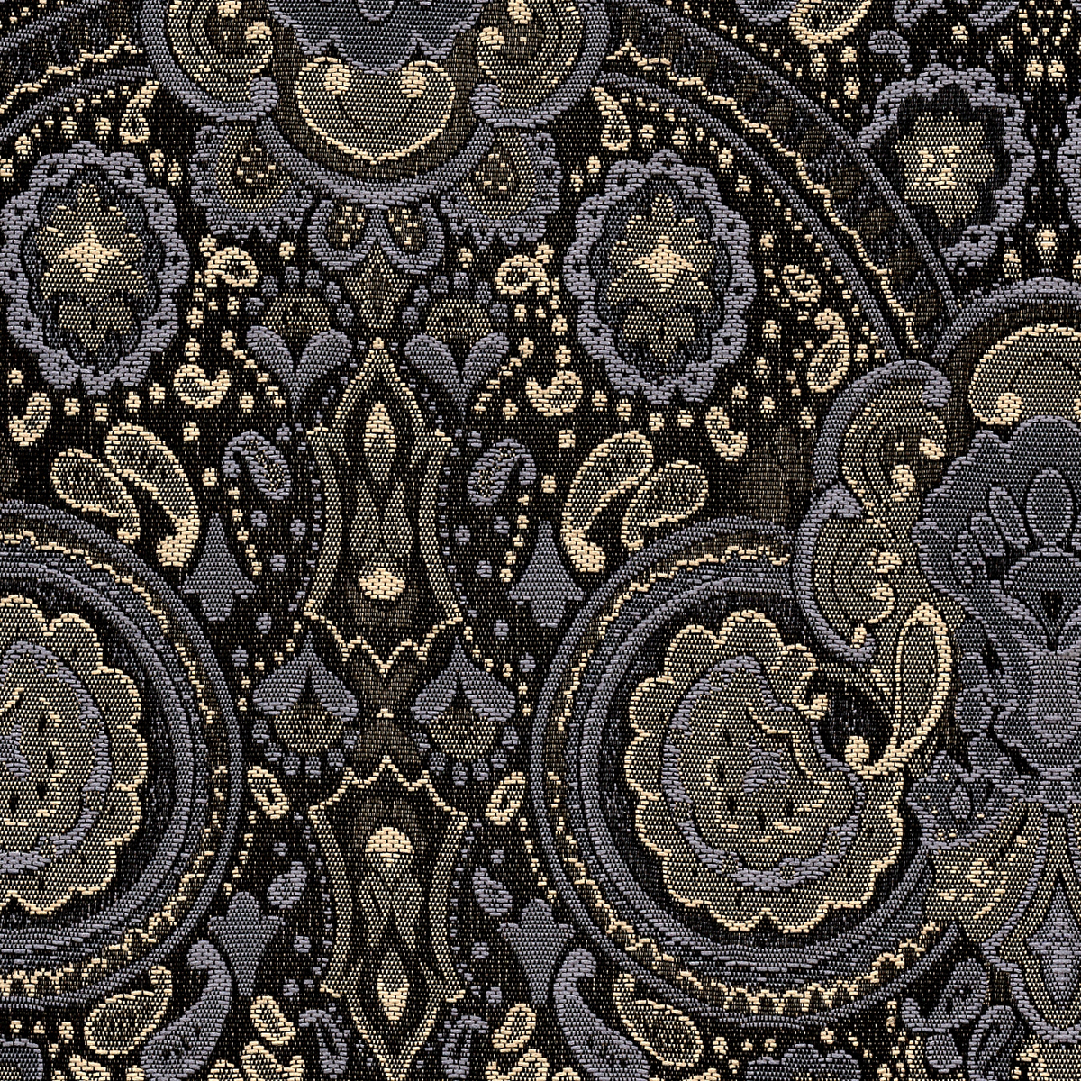 Fabric Polyester Jacquard; RT7817E-001 Paisley, Gunmetal