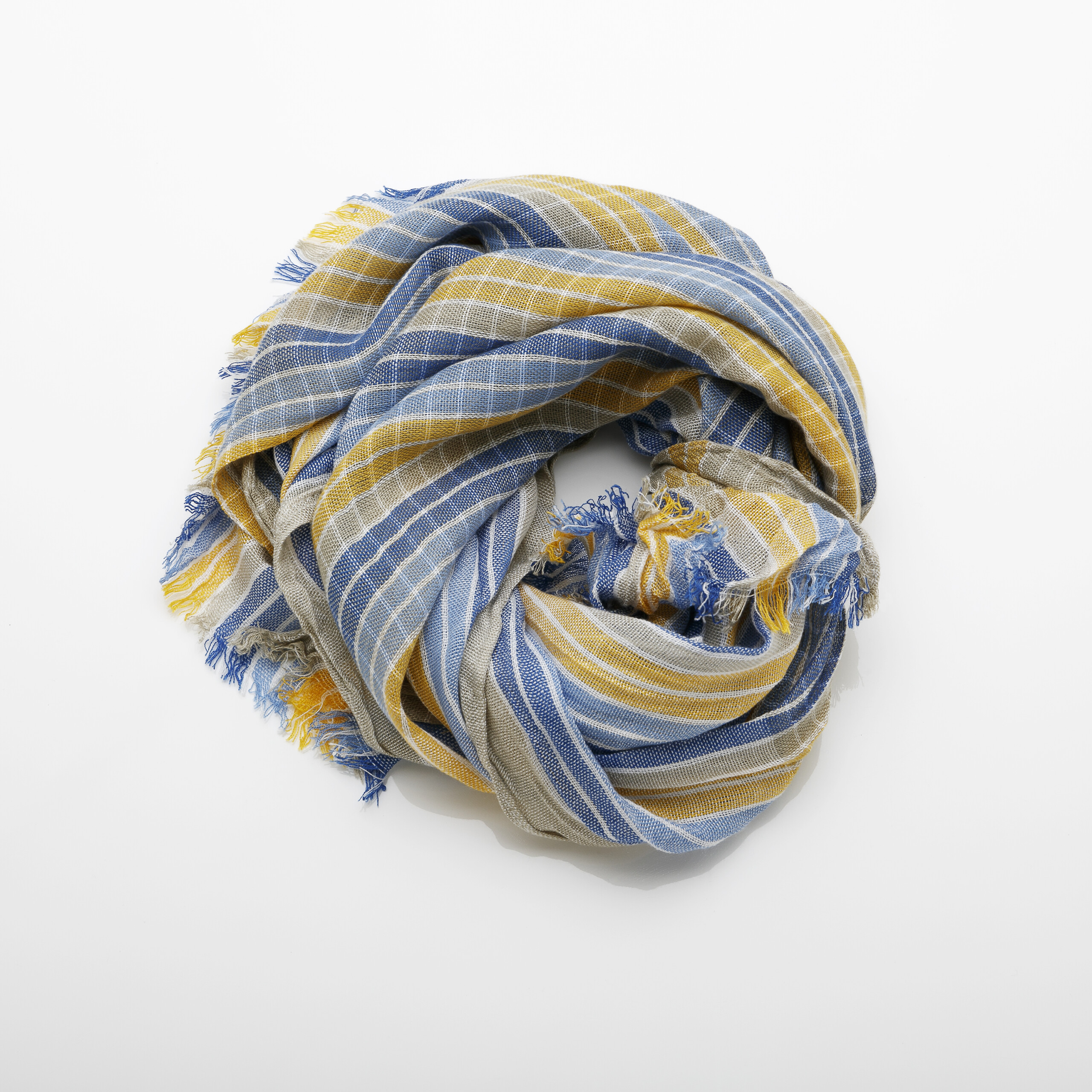 Fashion Scarf Gold-Blue plaid