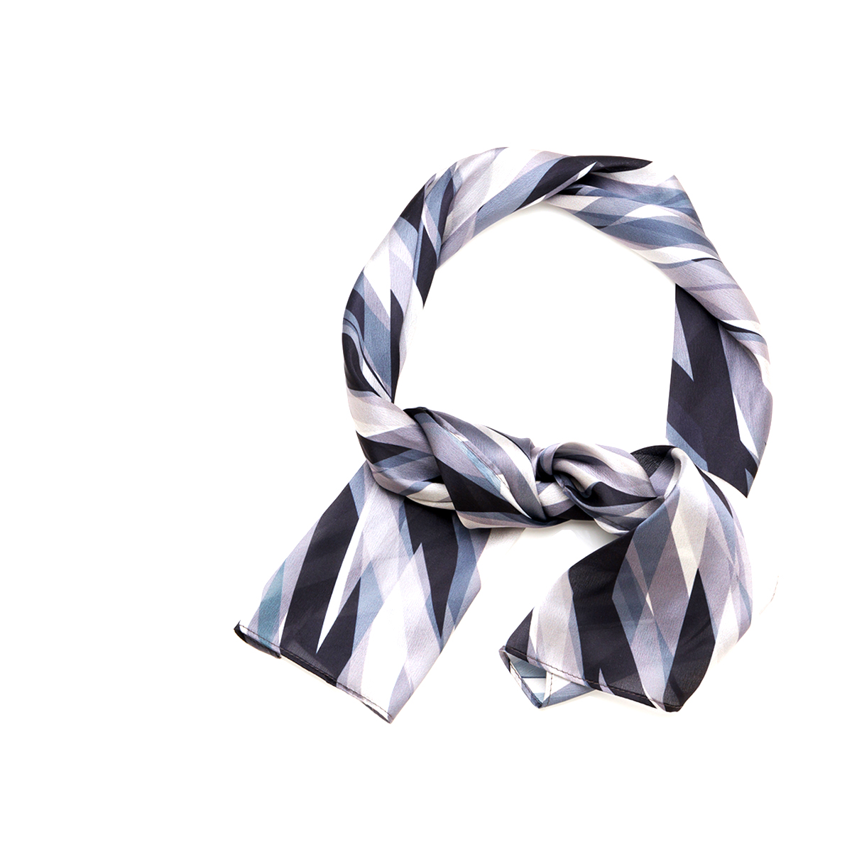 Scarf Satin Crosshatch Grey R24-0111