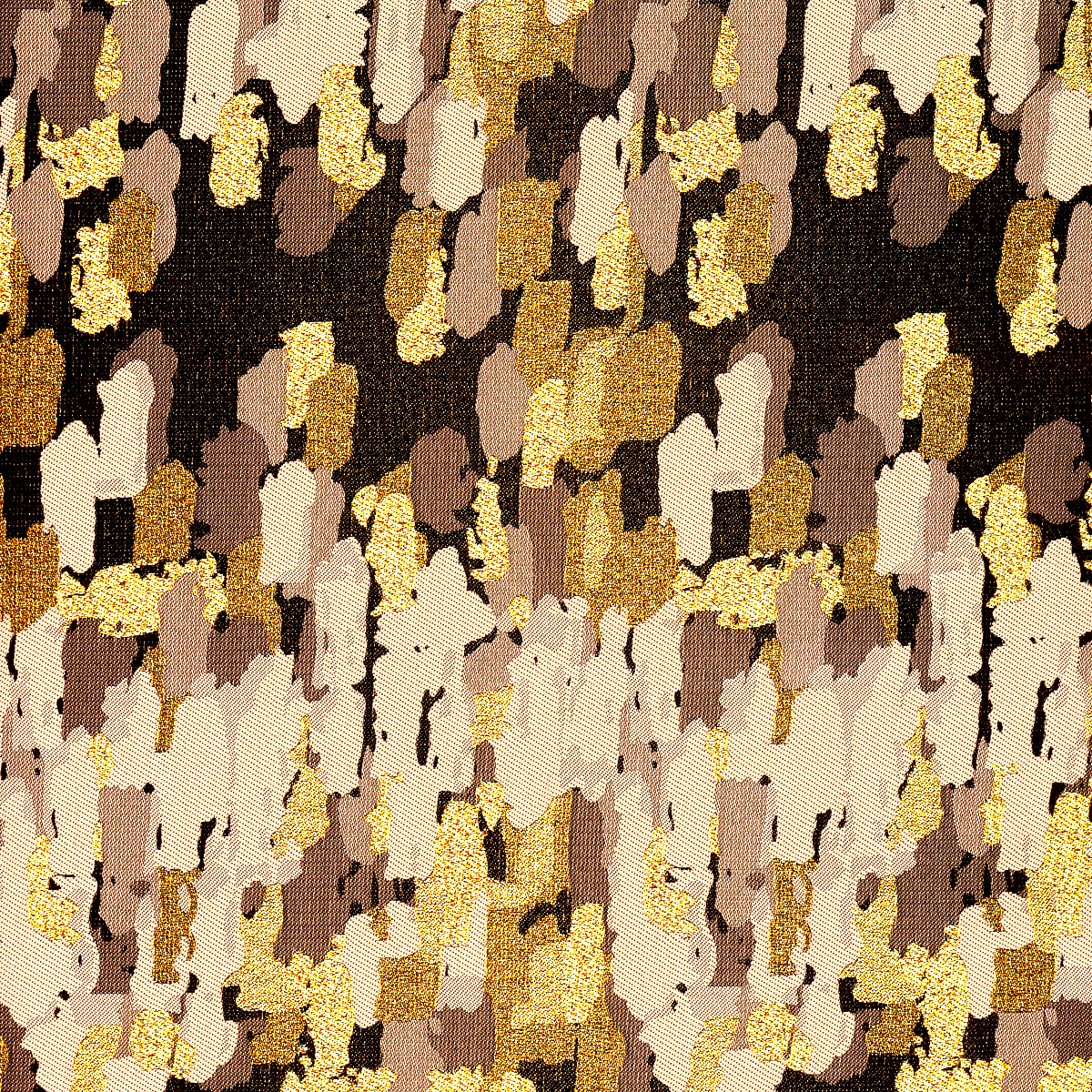 Fabric Polyester Jacquard; LTFZ197-002 Abstract Brushstrokes Metallic Gold