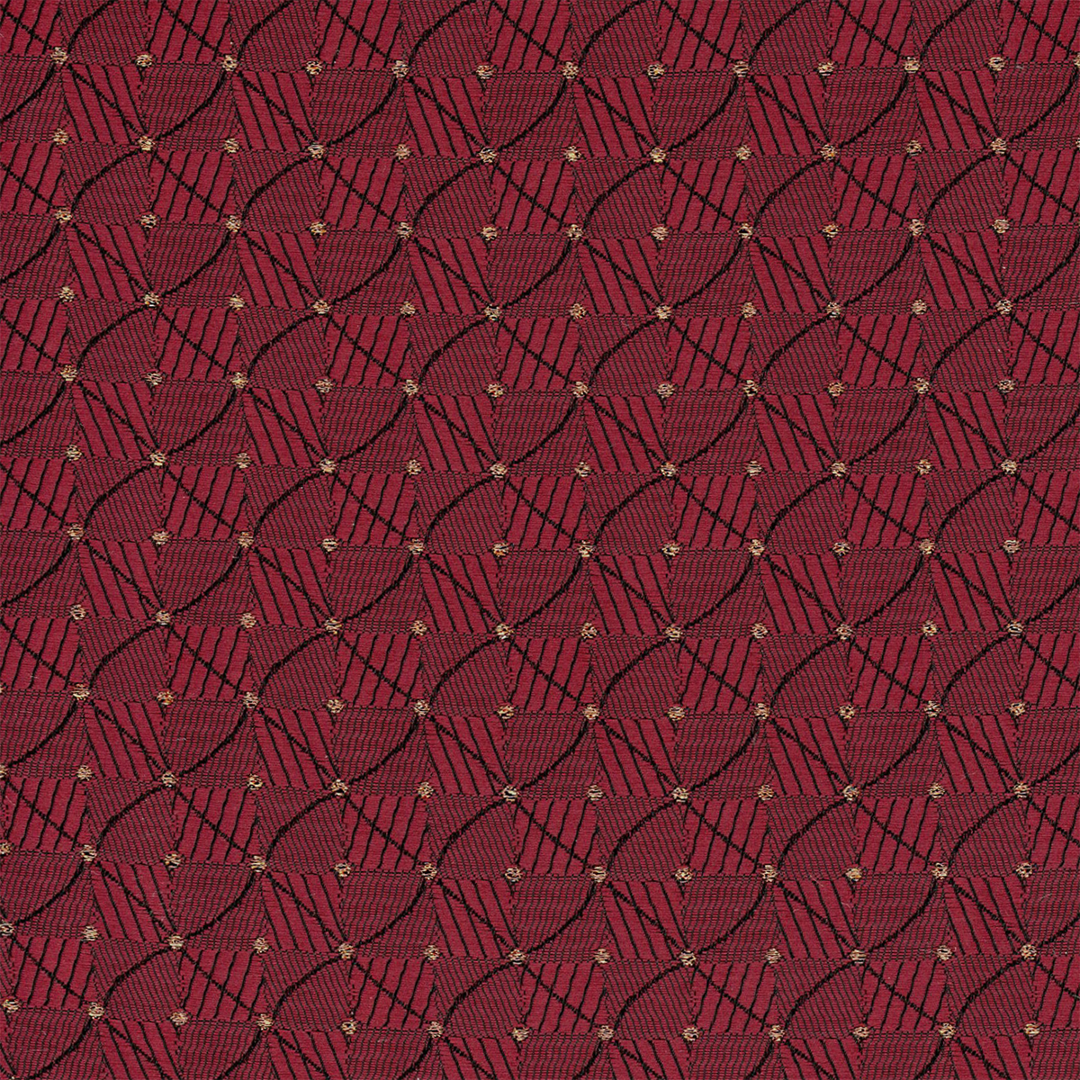 Fabric Polyester Jacquard; RT7204E-005 Geo Dot Wine/Bronze metal