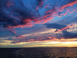 Sunset over the Long Island Sound on a Real Escape Yacht Cruise