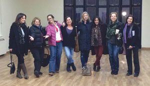 Guild members in the Community Center’s raw space prior to its pop-up transformation. From L - R: Cindy Sacks, Peggy Davidson Post, Randy Matusow, Peg Sackler, Nan Zinaman, Debra Graham, Mindy Kombert- Rosenblatt and Helene Ocko