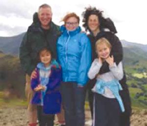 Don Hawthorne, Francine Kellner and their three girls in Scotland
