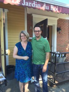 Chappaqua Millwood Chamber Executive Director Dawn Greenberg and Le Jardin du Roi owner Joe Quartararo.