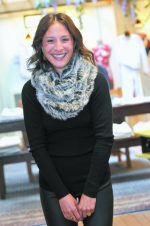 Alex’s Family Britches Look with a Jocelyn rab- bit infinity scarf. Hair and makeup by Victoria Hair from Cathy’s Hair Room.