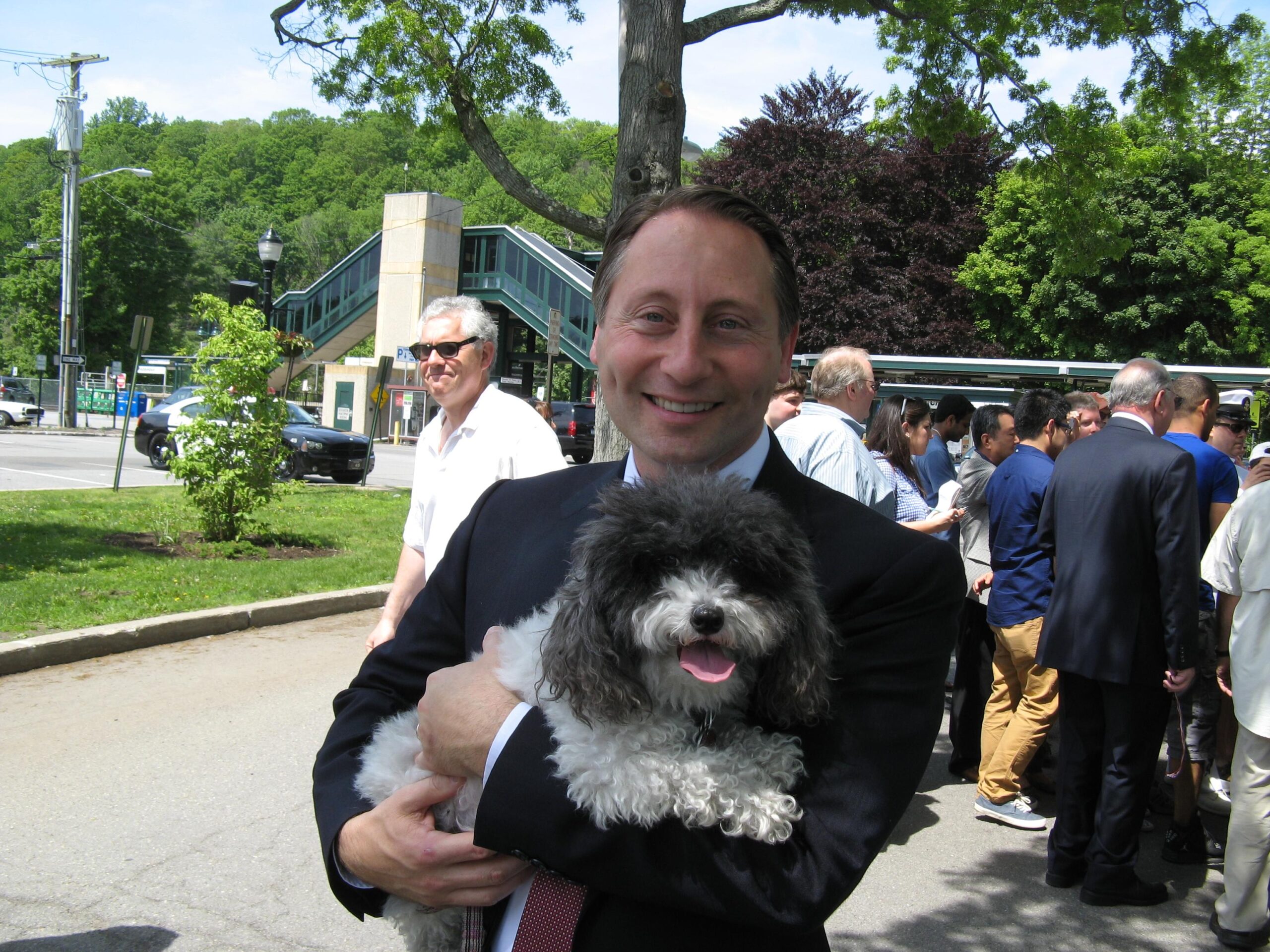 Rob Astorino with Maggie Mae Pup Reporter, 2014 by Ronni Diamondstein