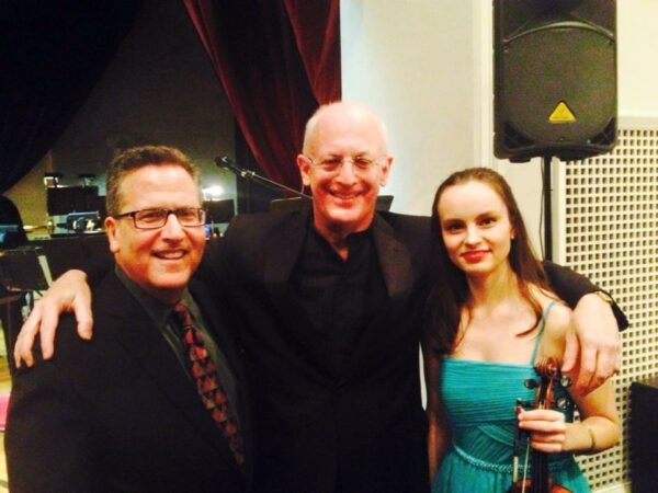 (L-R): Narrator Elliott Forrest (WQXR), Conductor Michael Shapiro, Soloist Kinga Augustyn
