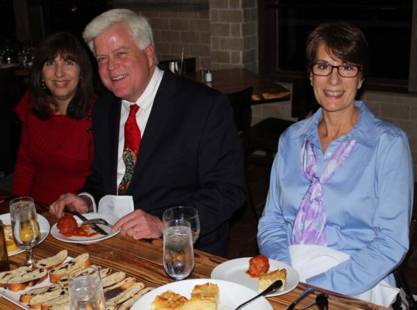 Chris Carthy with wife Laura (in red) and with Barbara Reiter