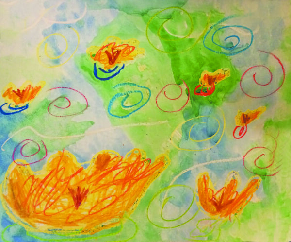A seven year old student inspired by Monet’s water lilies