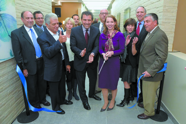 Back Row (L to R): White Plains Hospital (WPH) Board Member Bill Null; Angelo Monaco, President of GTL Construction; Town of North Castle Councilman Barry Reiter; and WPH Chairman of the Board of Directors Larry Smith. Front row (L-R): Architect Phil Cerniglia of Lothrop Associates; Armonk Real Estate Developer Mi- chael Fareri; North Castle Councilwoman Barbara DiGiacinto; North Castle Town Supervisor Michael Schiliro; WPH President & CEO Susan Fox; Margaret Cunizo Legislator-Elect for District # 3; and North Castle Councilman Stephen D’Angelo