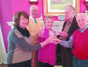 Members of a gourmet dining group–which includes our author–share their thoughts. (L-R): Karen Talbot, Art Nagle, Paige Nagle, David Talbot and Wright Elliott