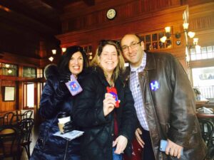 CFOH volunteers Randee Glaser, Marie Hollinger Short and Jason Lichtenthal at Chappaqua Station recently to recruit volunteers for phone banking and canvassing for HIllary's campaign in Westchester.