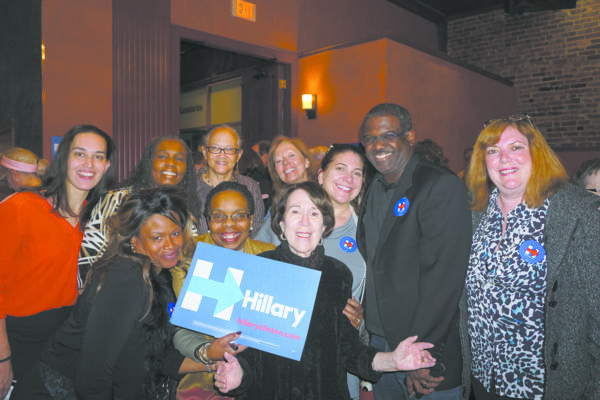 Geri Shapiro, who held the position of Westchester County Regional Director for then Senator Hillary Clinton, rallying volunteers too.
