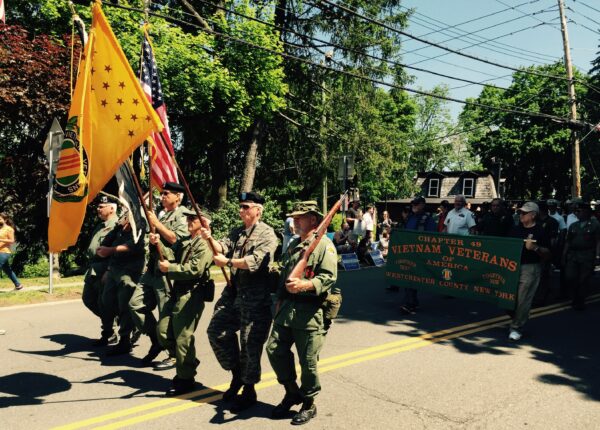 Vietnam veterans marching in the 2015 Memorial Day parade in downtown New Castle.