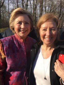 Ann Styles Brochstein who together with Cynthia Metcalf started the Facebook/Twitter accounts for the new Chappaqua & the U.S. for Hillary NOW. Here with Hillary Clinton on the morning of the NY Democratic primary.
