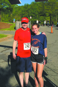 Brian Hand and his daughter, Gillian, shortly before running five miles in the New Castle race on May 15