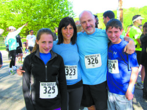 The Greenstein family all ran the 5k route. (L-R): Jessie, Cindy, Robert and Daniel. Jessie won 1st place in her age group, and 2nd place among females!