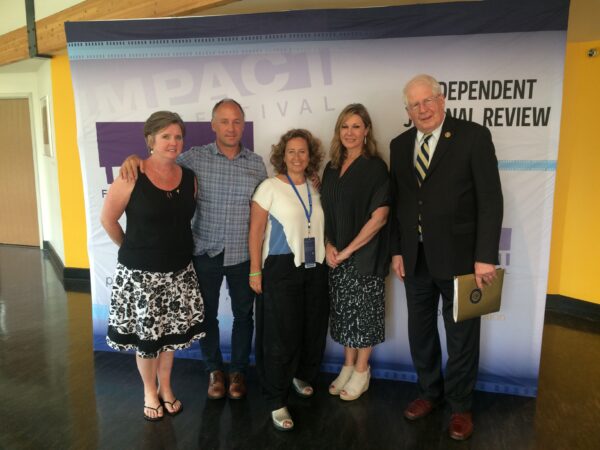 (L-R): Daniel’s parents, Mark and Jackie Barden; filmmakers, Kim Snyder and Maria Cuomo Cole; Congressman David Price, Vice Chair of the House Democrats' Gun Violence Prevention Task Force. A panel discussion followed the screening of "Newtown," which was moderated by Hunter Schwarz, National political reporter, Independent Journal Review.