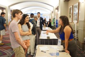 Kristina Contreras Fox engages new members at the Young Democrats of America booth.