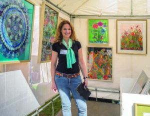 Award-winning artist and Armonk resident Judi Offenberg returned to show her luxuriously colored silk paintings this year for the fifth time at the Armonk Outdoor Art Show, on September 24, 2016. Photo © 2016 Marianne A. Campolongo.