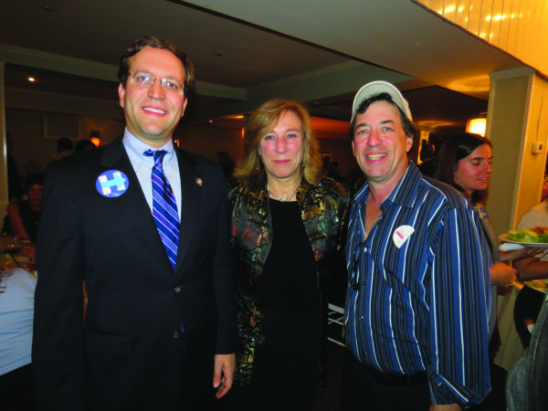 State Assemblyman David Buchwald (left), Town Board Member Hala Makowska, and Michael Weinberg