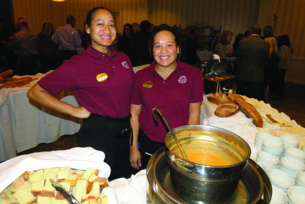 Serving up some half dozen delicious soups.