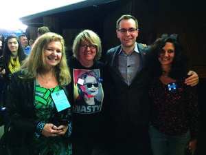 Before a Katy Perry GOTV rally and concert in Philly: Photo op with Dawn Evans Greenberg (to my right), Robby Mook, Hillary for America campaign manager, and Dawn Dankner Rosen.