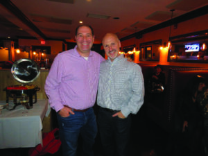 New Castle’s Adam Brodsky (left) and Robert Greenstein at an Election Watch Party at Chappaqua Tavern