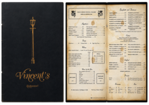 Menu of Vincent’s restaurant, one of the prior businesses before La Riviera