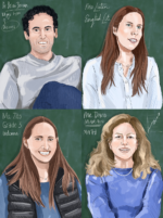 Illustrated portraits of the four teachers described in this issue's Portraits & Profiles